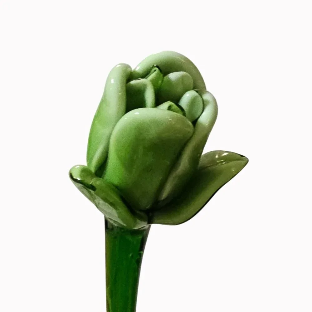 Pair of Hand-Blown Art Glass Flowers – 14